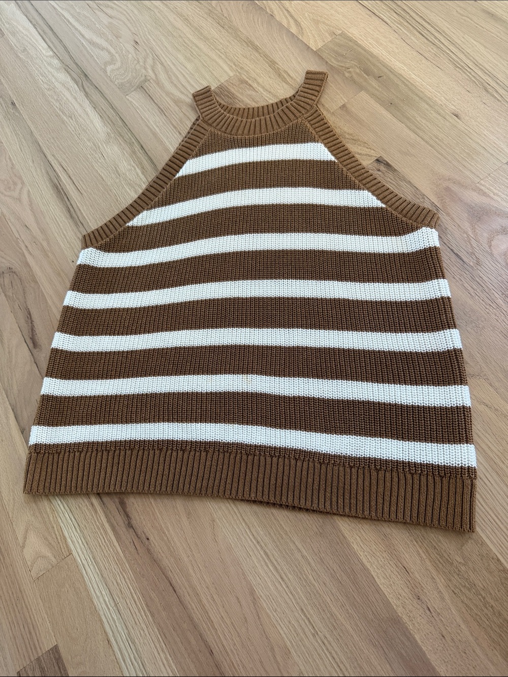 OLD NAVY Knit Striped Halter Knit Sweater Tank - Brown & White, Size XL
